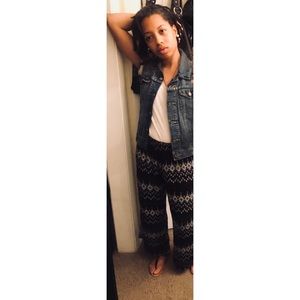 Black/White printed wide leg pants